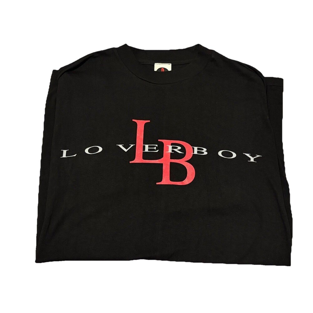United Brands International  Black L Vintage 90s Loverboy Band Tee Tour T Shirt